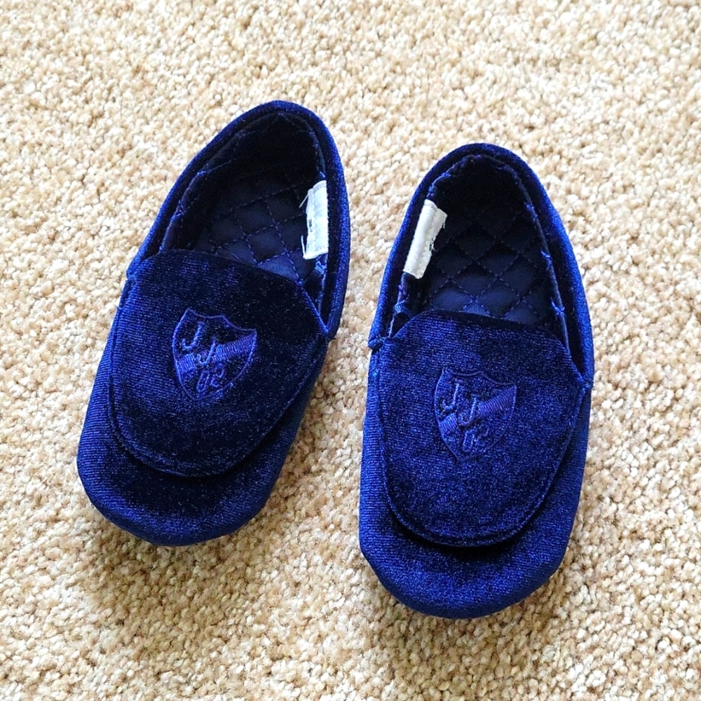 Janie and Jack blue toddler boy slippers